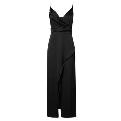 Gianna V-Neck Side-Slit Dress – Elegant Slim Fit for Day or Evening