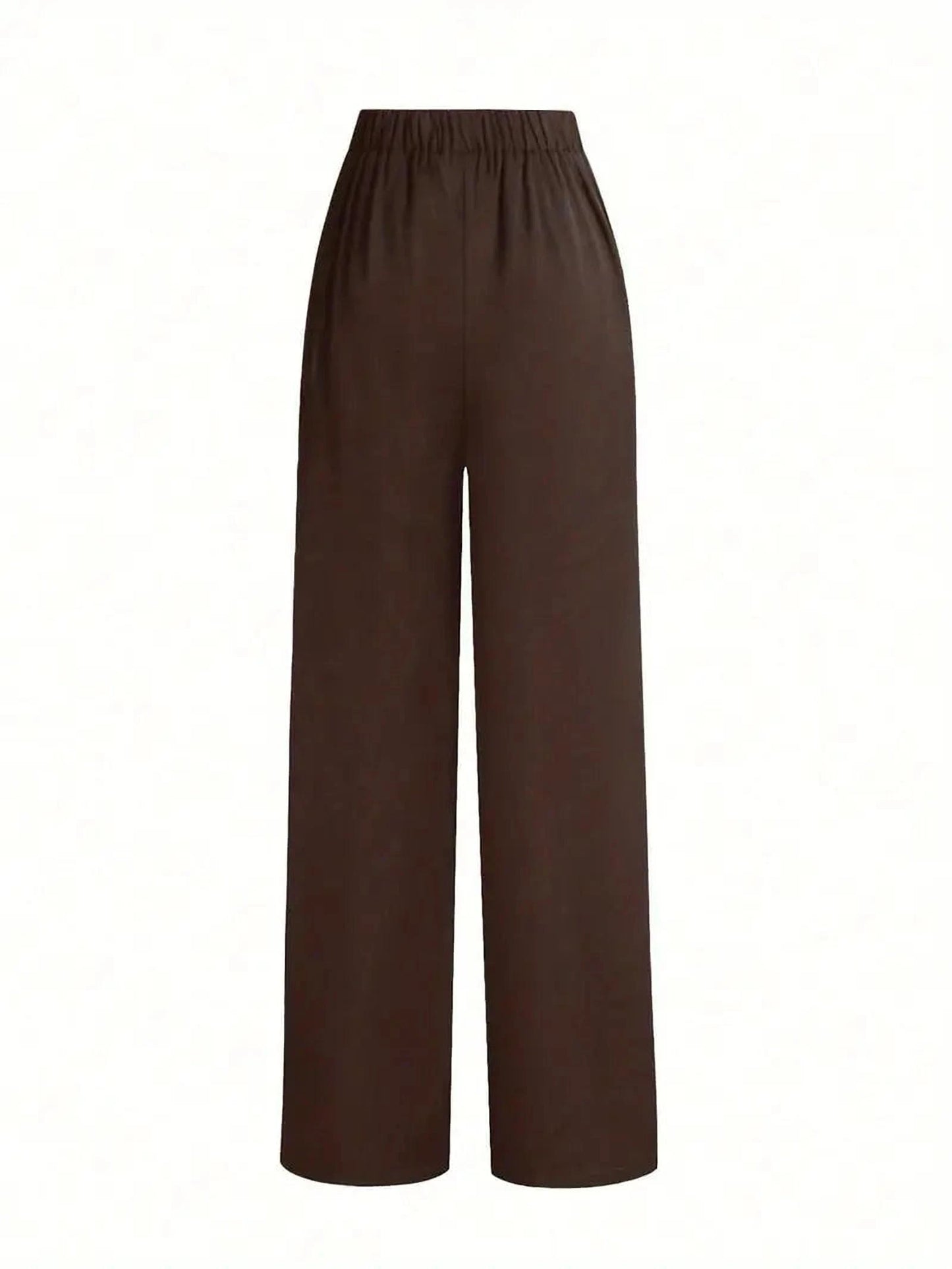 Giulia Women’s Straight-Leg Office Trousers – Solid Brown, All-Season, Versatile Fit