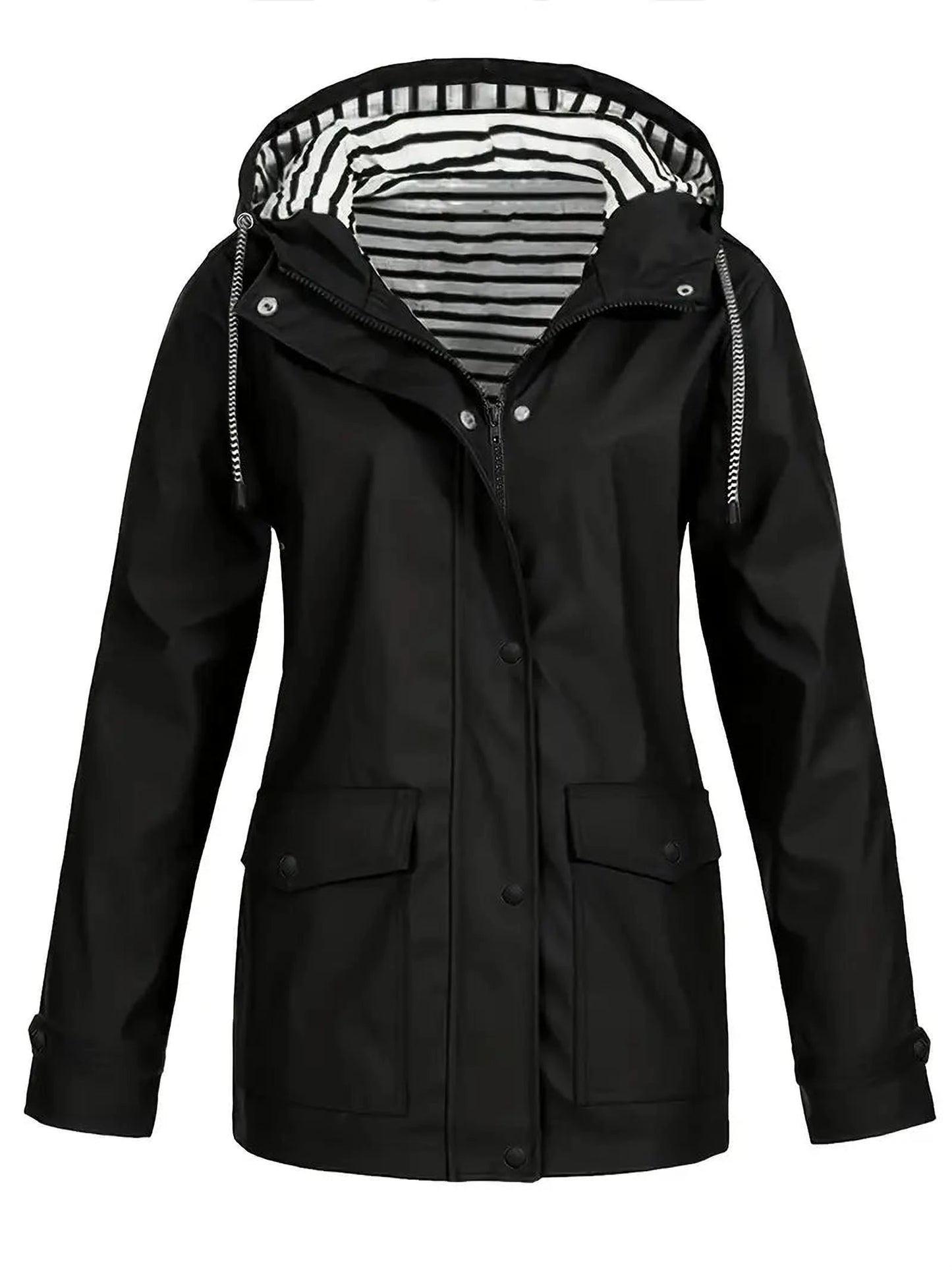 Camila Women’s Lightweight Hooded Windbreaker – Casual Button-Up Jacket