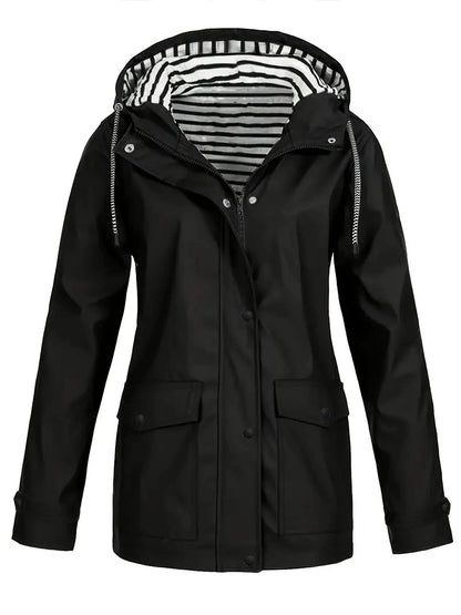 Camila Women’s Lightweight Hooded Windbreaker – Casual Button-Up Jacket