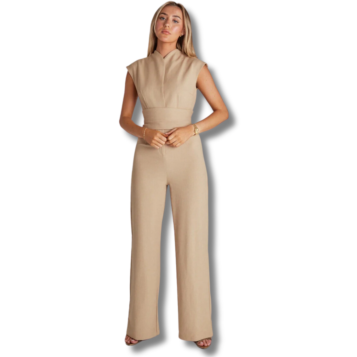 Elena Women’s Sleeveless Jumpsuit – Versatile Style in Neutral Palette