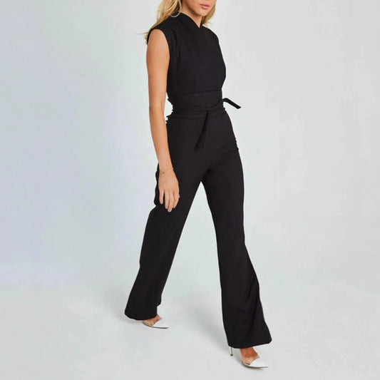 Elena Women’s Sleeveless Jumpsuit – Versatile Style in Neutral Palette