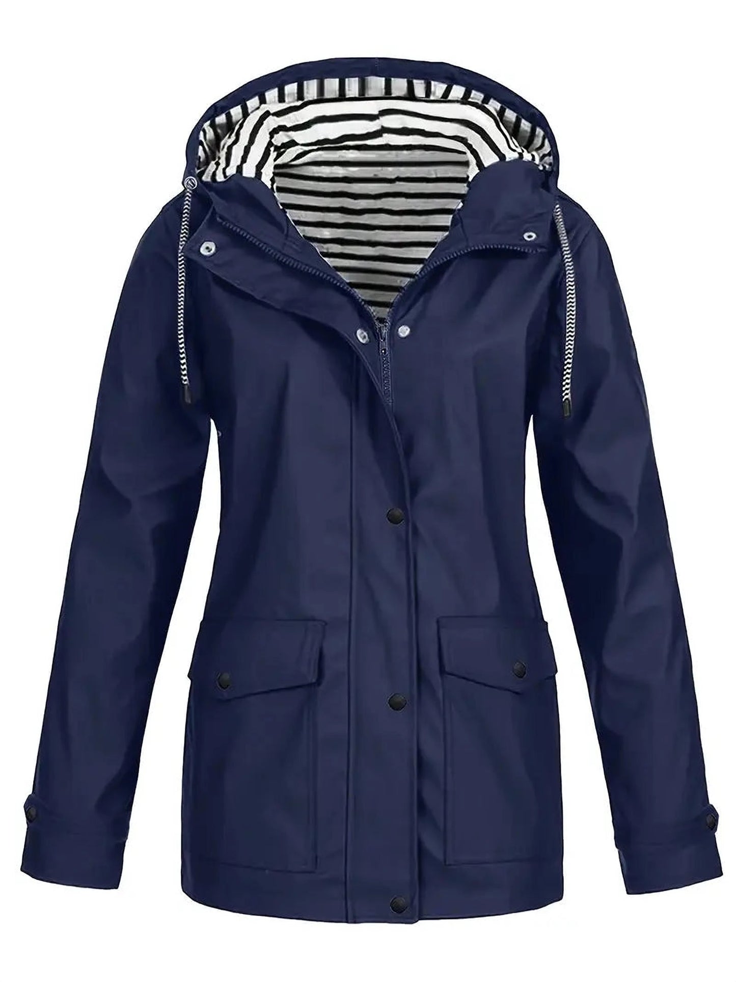 Camila Women’s Lightweight Hooded Windbreaker – Casual Button-Up Jacket