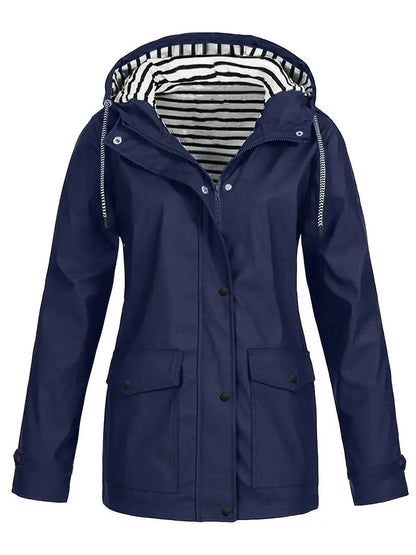 Camila Women’s Lightweight Hooded Windbreaker – Casual Button-Up Jacket