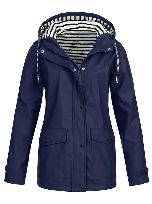 Camila Women’s Lightweight Hooded Windbreaker – Casual Button-Up Jacket
