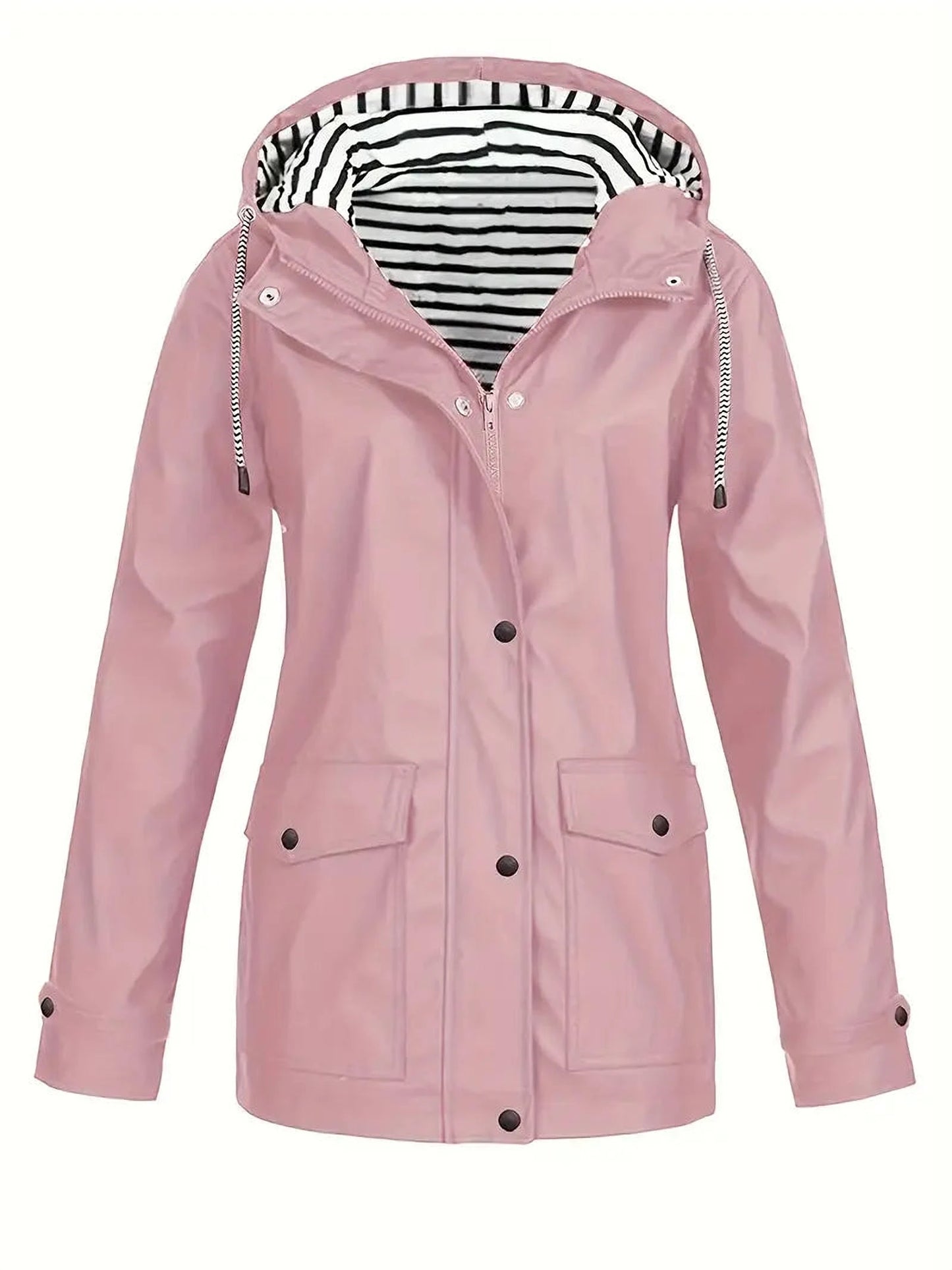 Camila Women’s Lightweight Hooded Windbreaker – Casual Button-Up Jacket