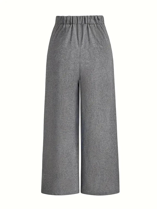 Alessia Women’s High-Waist Wide-Leg Pants – Light Blue, Spring–Summer, Asymmetrical Hem