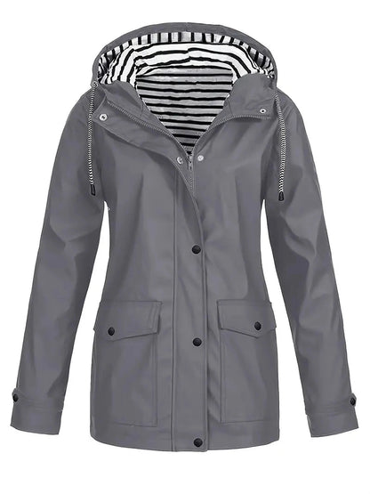 Camila Women’s Lightweight Hooded Windbreaker – Casual Button-Up Jacket