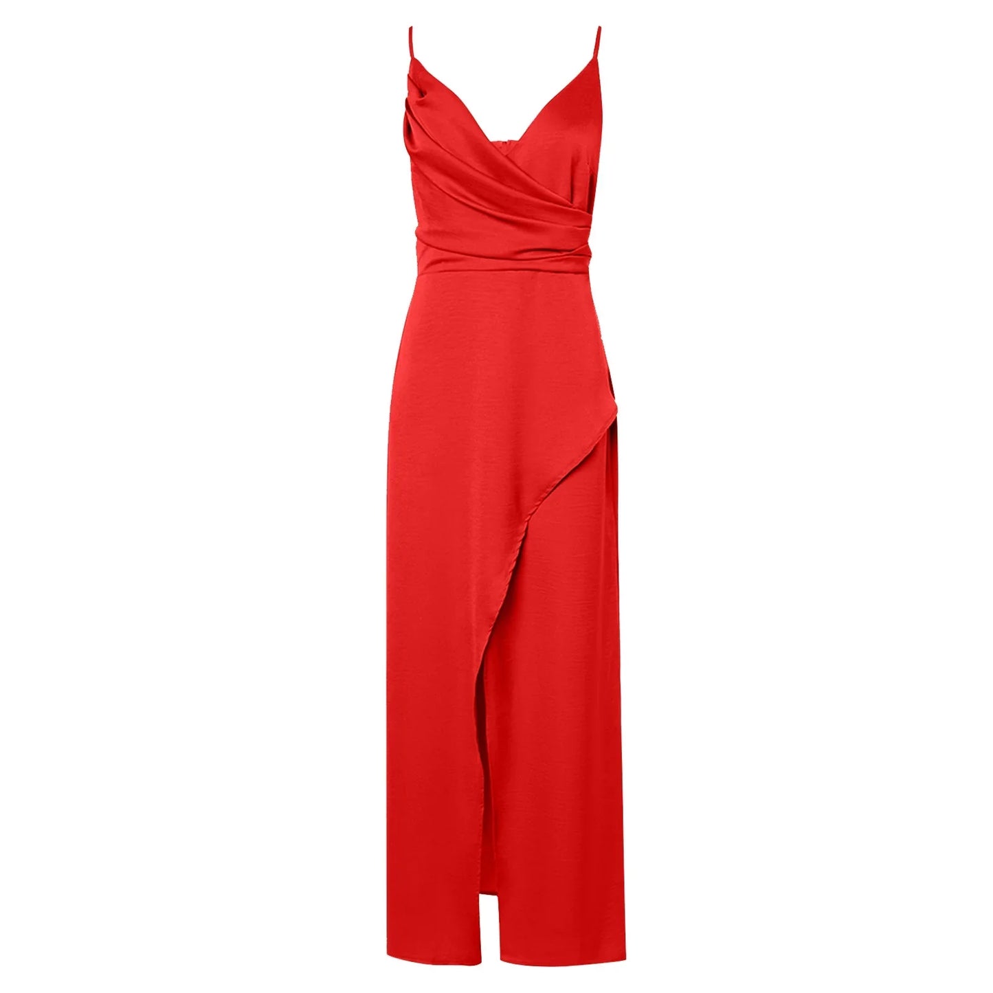 Gianna V-Neck Side-Slit Dress – Elegant Slim Fit for Day or Evening