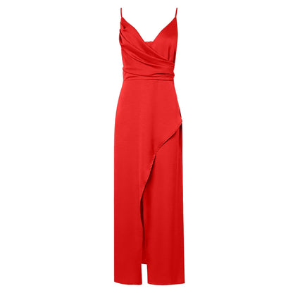 Gianna V-Neck Side-Slit Dress – Elegant Slim Fit for Day or Evening