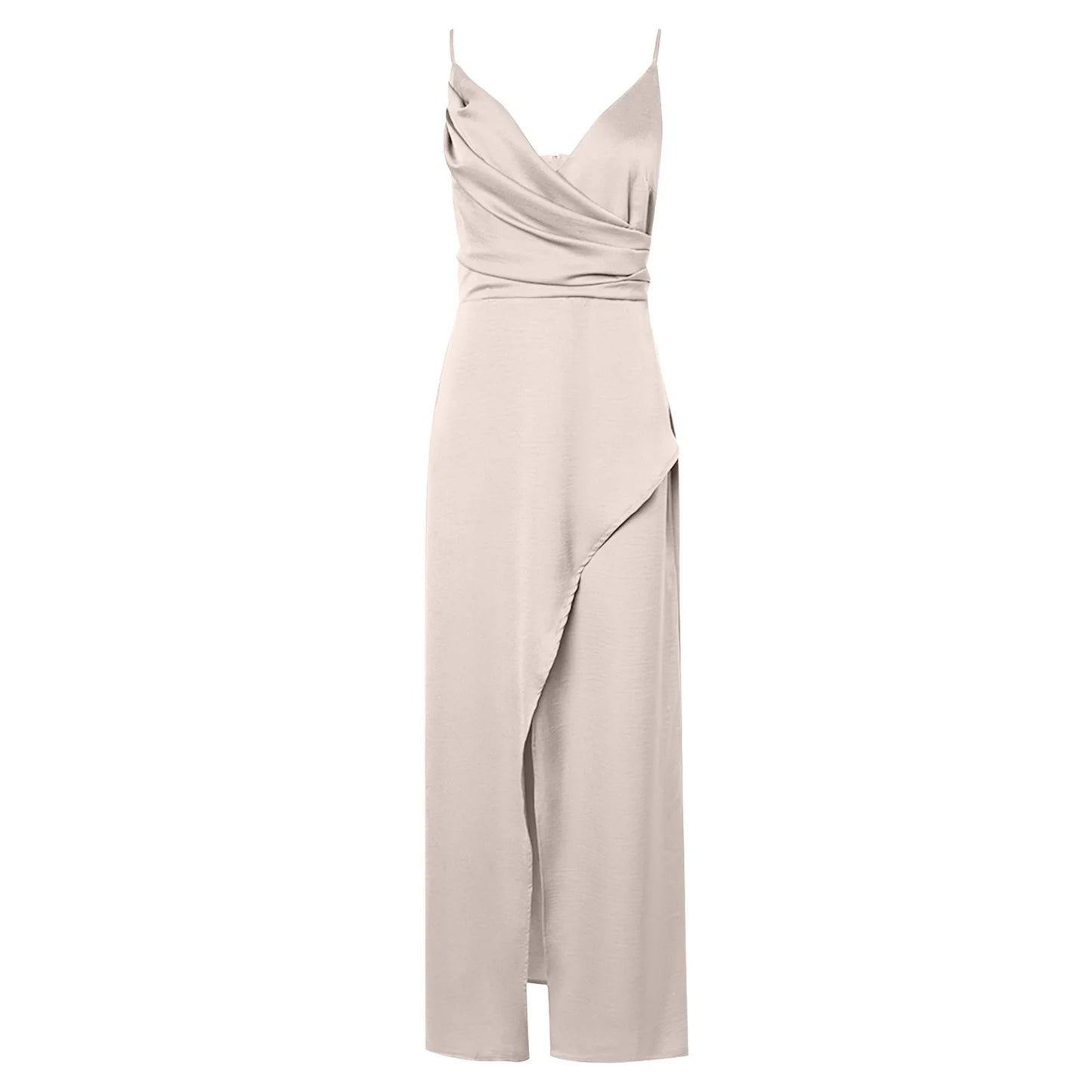 Gianna V-Neck Side-Slit Dress – Elegant Slim Fit for Day or Evening