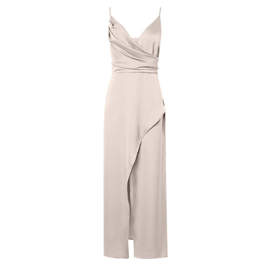 Gianna V-Neck Side-Slit Dress – Elegant Slim Fit for Day or Evening