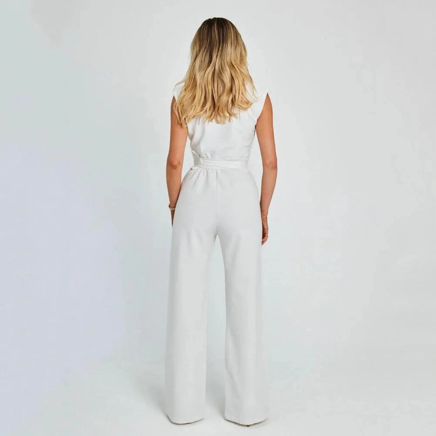 Elena Women’s Sleeveless Jumpsuit – Versatile Style in Neutral Palette