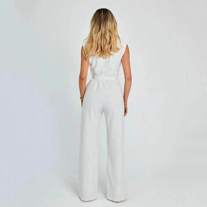 Elena Women’s Sleeveless Jumpsuit – Versatile Style in Neutral Palette