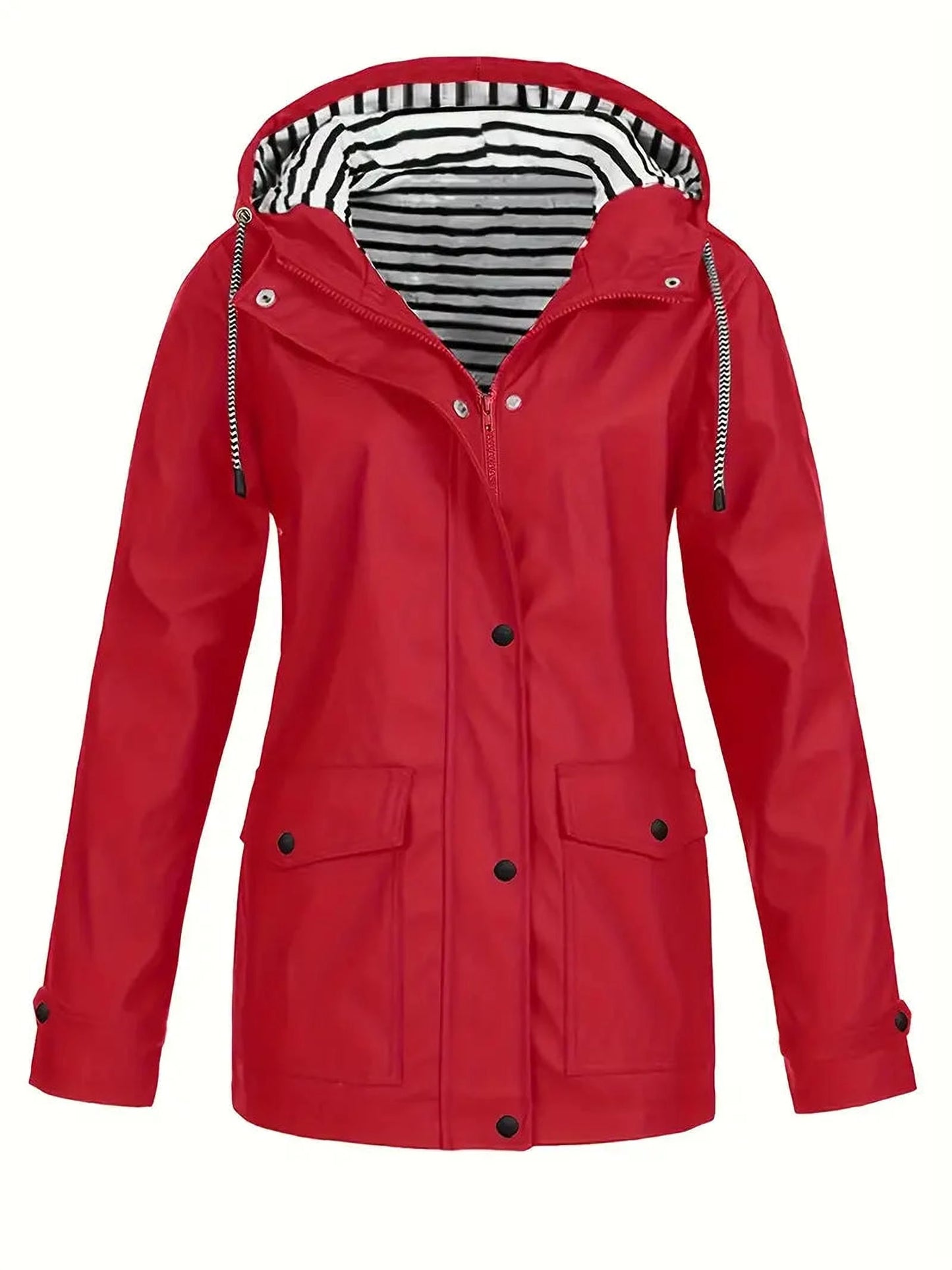 Camila Women’s Lightweight Hooded Windbreaker – Casual Button-Up Jacket