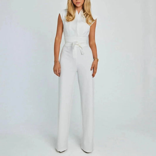 Elena Women’s Sleeveless Jumpsuit – Versatile Style in Neutral Palette