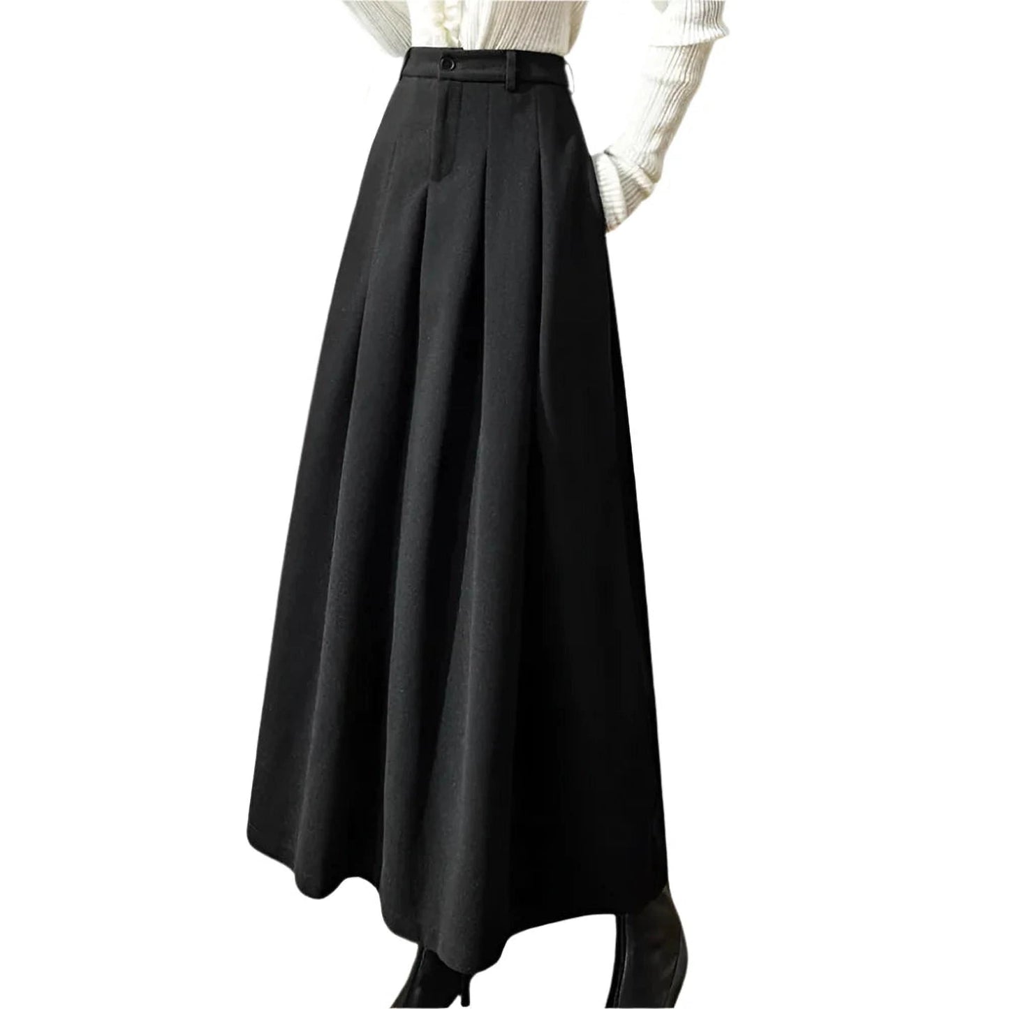 Francesca Elegant Midi Skirt – Metallic Silk Blend Pleated Design