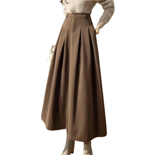 Francesca Elegant Midi Skirt – Metallic Silk Blend Pleated Design