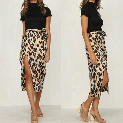 Valentina Feminine Leopard Print Skirt – Chic Midi Silhouette in Earthy Tones