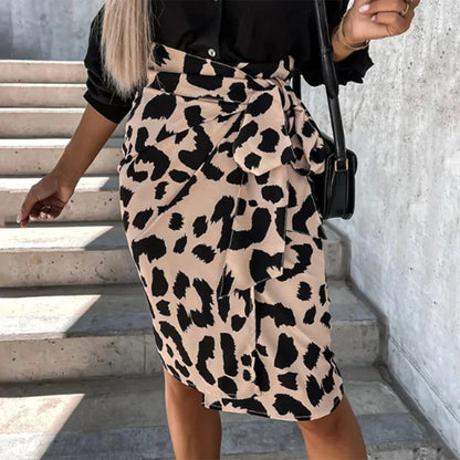Valentina Feminine Leopard Print Skirt – Chic Midi Silhouette in Earthy Tones