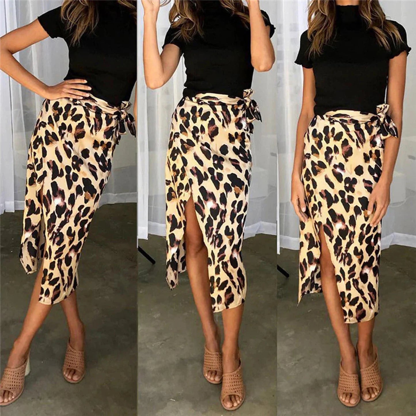Valentina Feminine Leopard Print Skirt – Chic Midi Silhouette in Earthy Tones