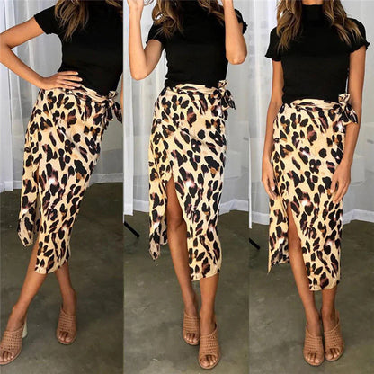 Valentina Feminine Leopard Print Skirt – Chic Midi Silhouette in Earthy Tones