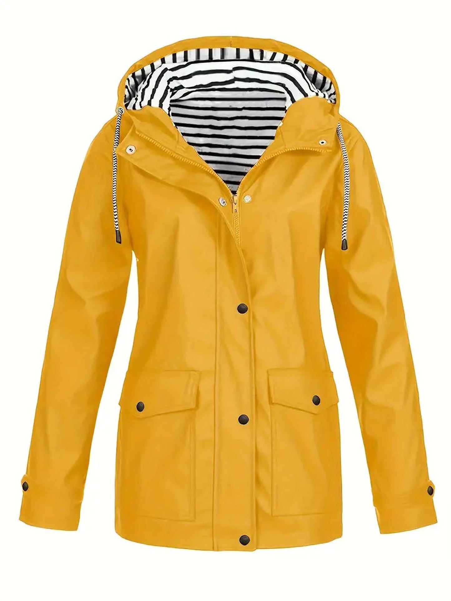 Camila Women’s Lightweight Hooded Windbreaker – Casual Button-Up Jacket