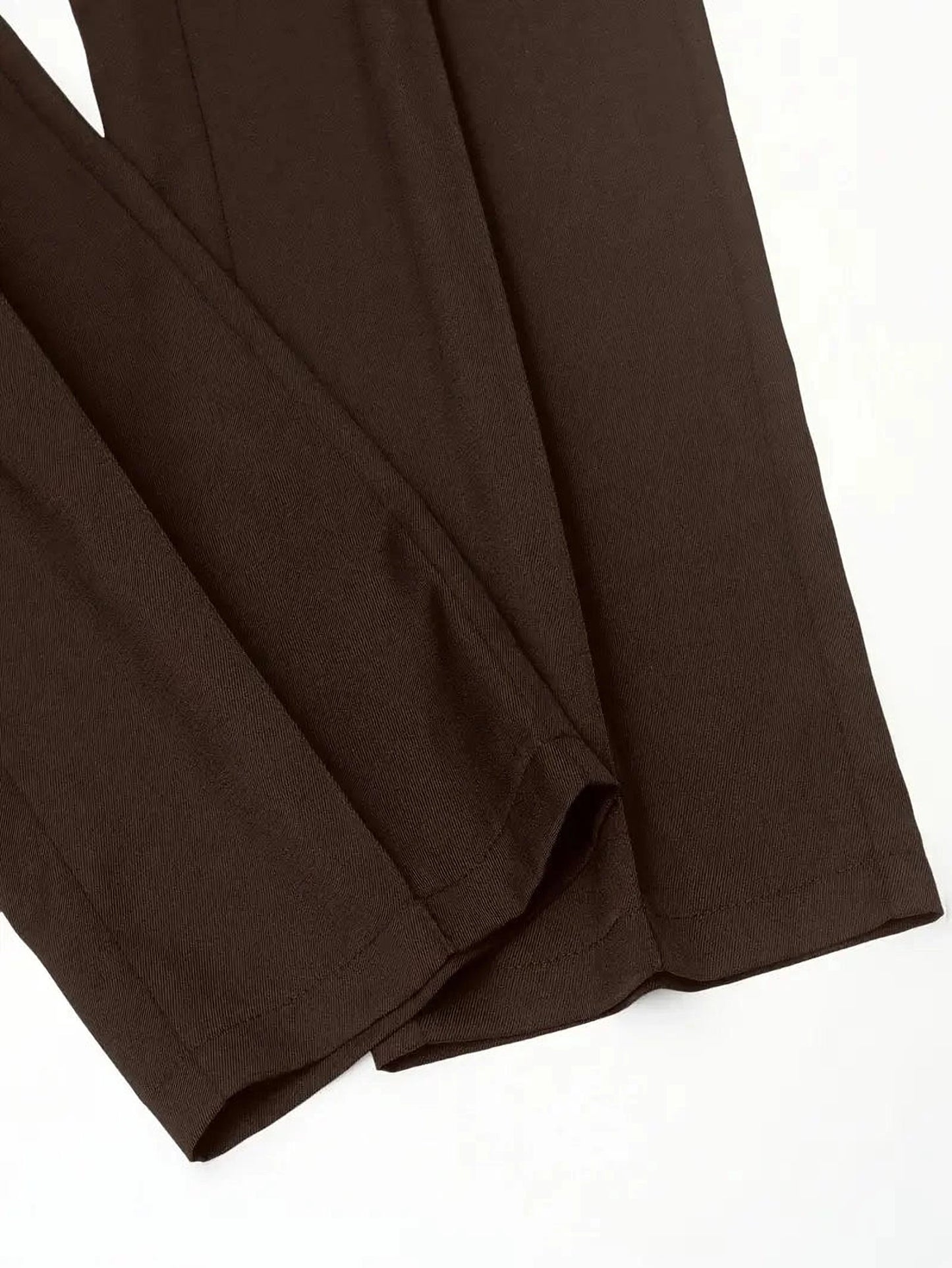 Giulia Women’s Straight-Leg Office Trousers – Solid Brown, All-Season, Versatile Fit