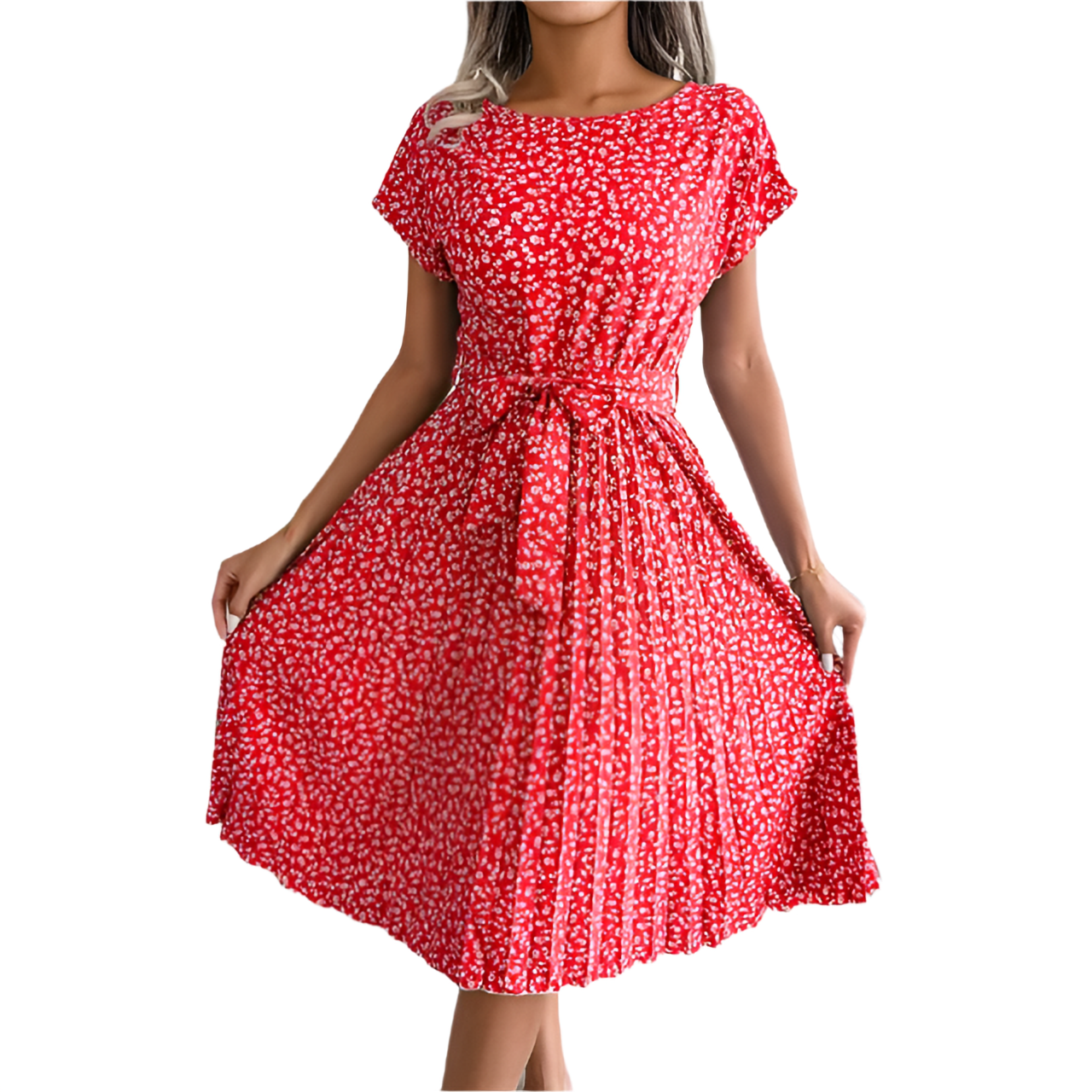 Bianca Wrap-Style High-Waist Floral Dress – Breezy Day-to-Evening Chic