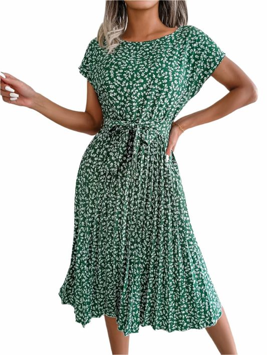 Bianca Wrap-Style High-Waist Floral Dress – Breezy Day-to-Evening Chic