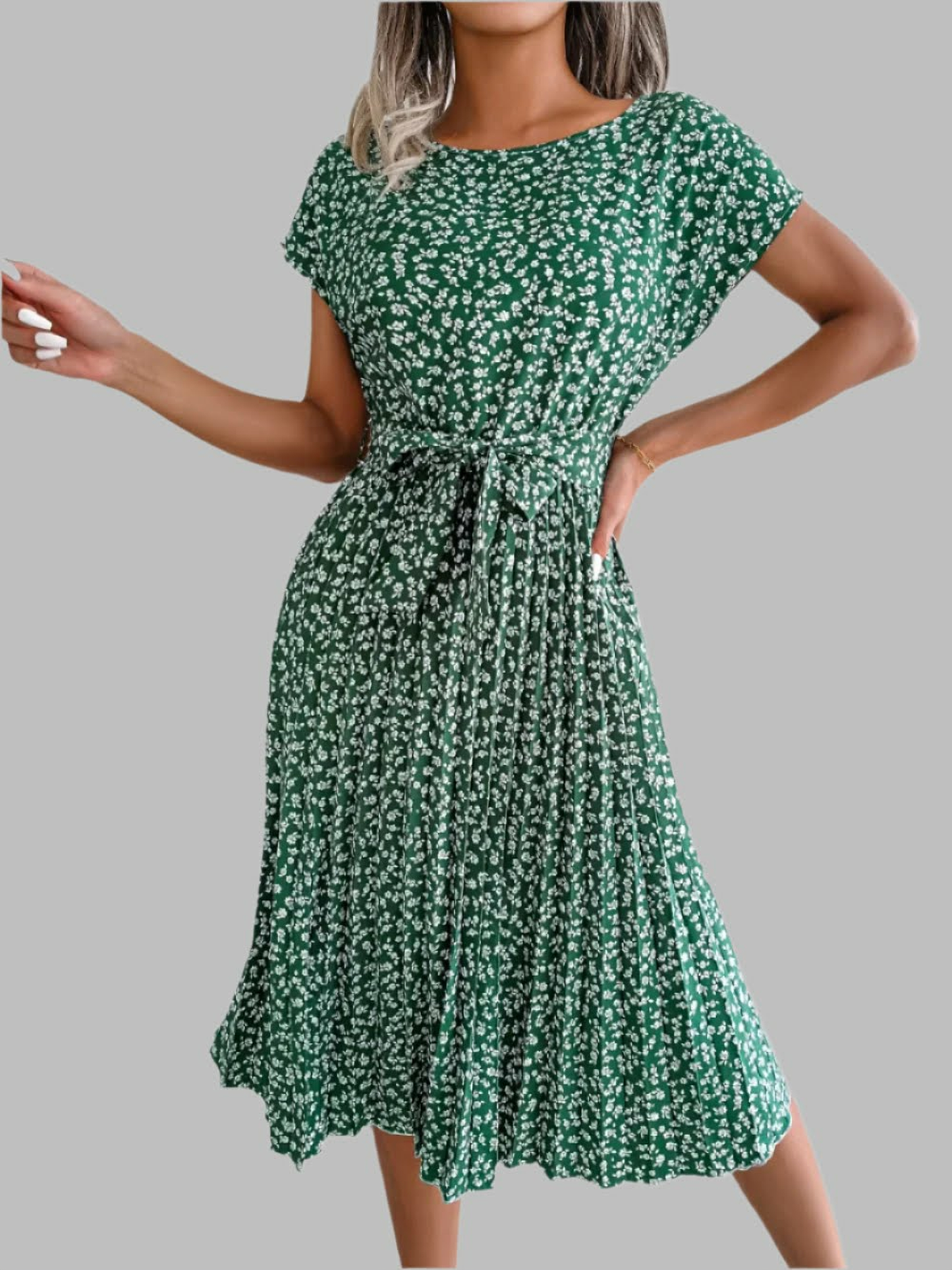 Bianca Wrap-Style High-Waist Floral Dress – Breezy Day-to-Evening Chic