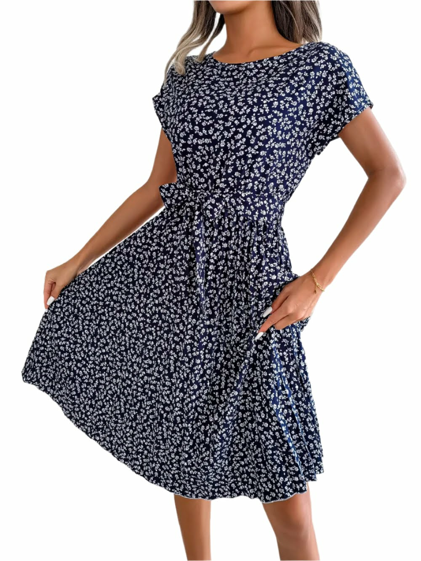 Bianca Wrap-Style High-Waist Floral Dress – Breezy Day-to-Evening Chic
