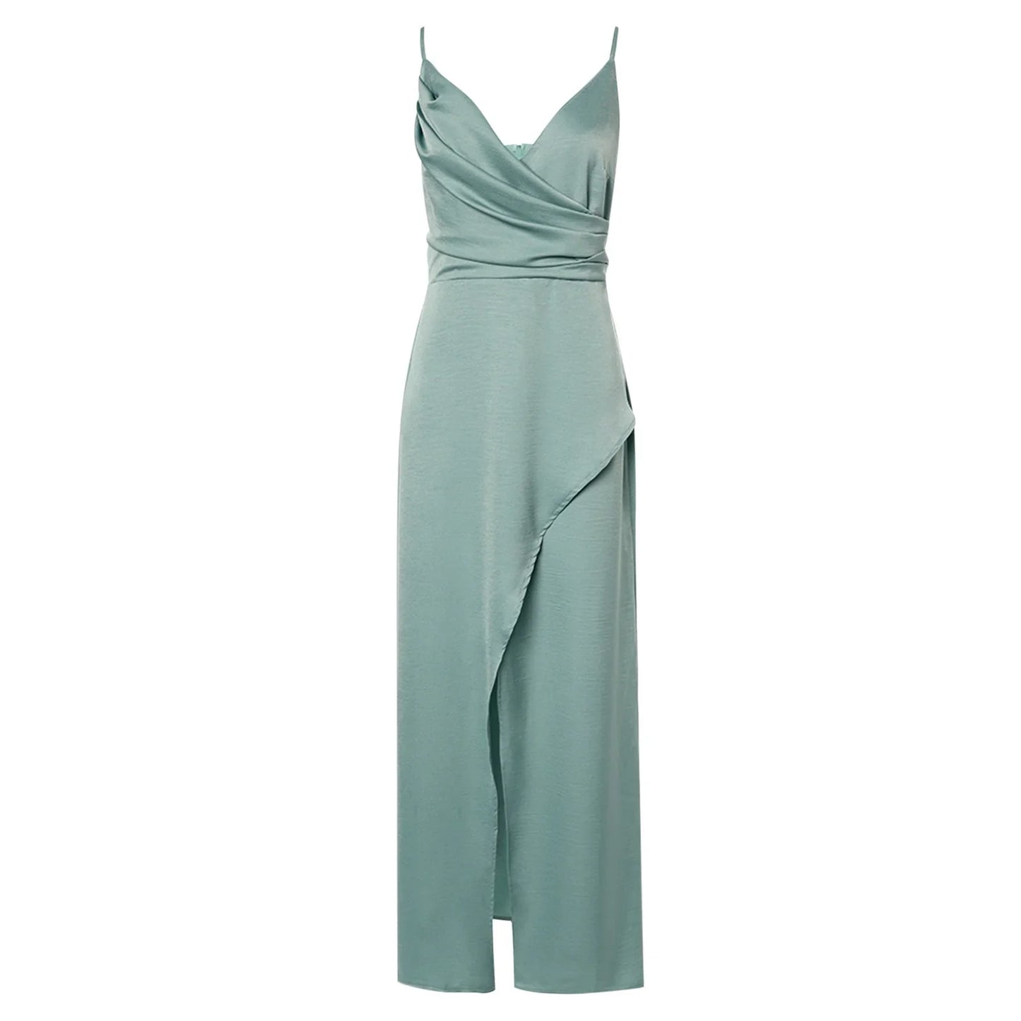 Gianna V-Neck Side-Slit Dress – Elegant Slim Fit for Day or Evening