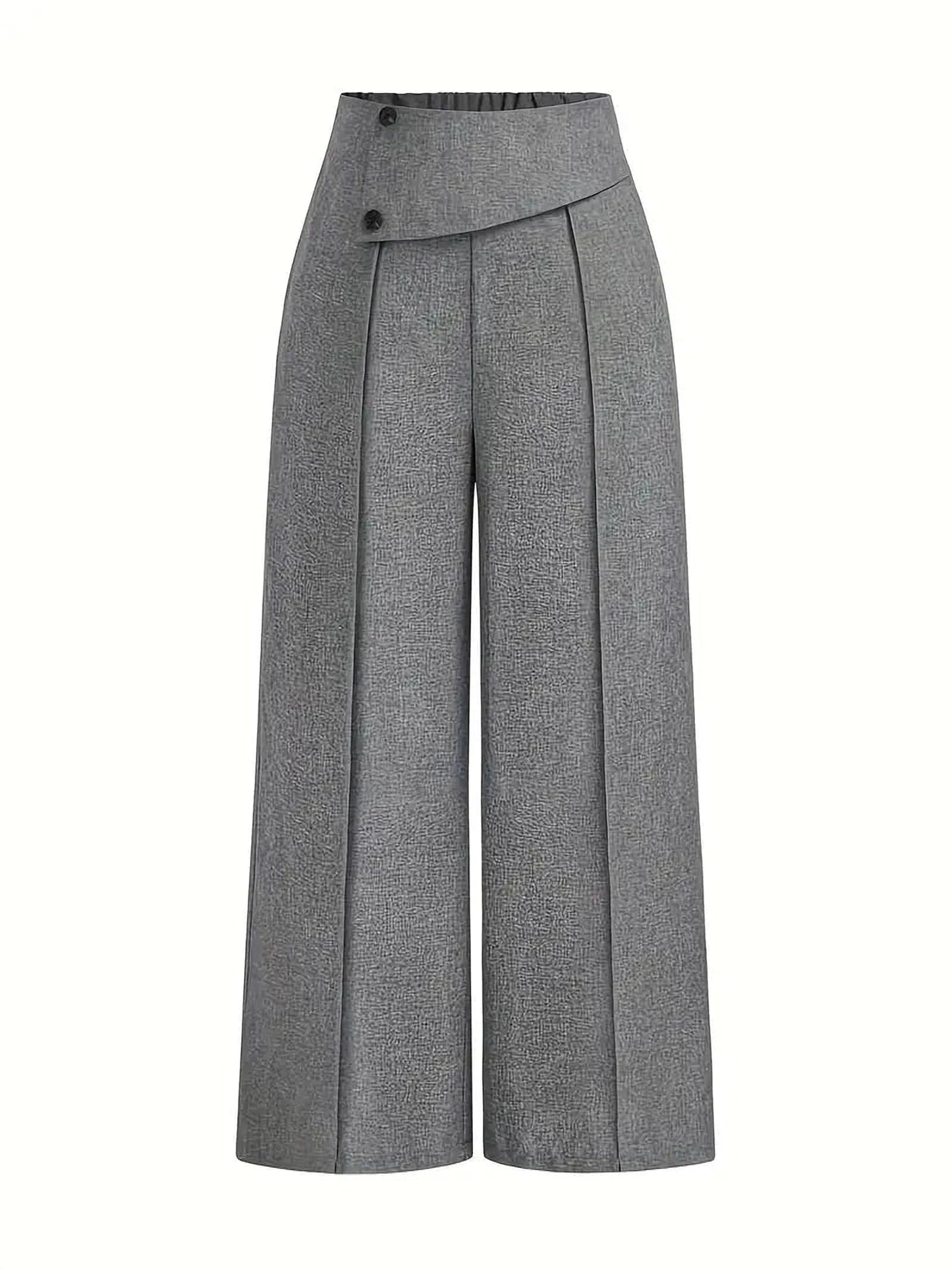 Alessia Women’s High-Waist Wide-Leg Pants – Light Blue, Spring–Summer, Asymmetrical Hem
