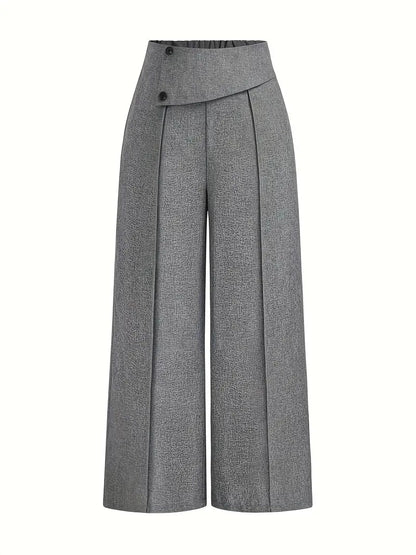 Alessia Women’s High-Waist Wide-Leg Pants – Light Blue, Spring–Summer, Asymmetrical Hem