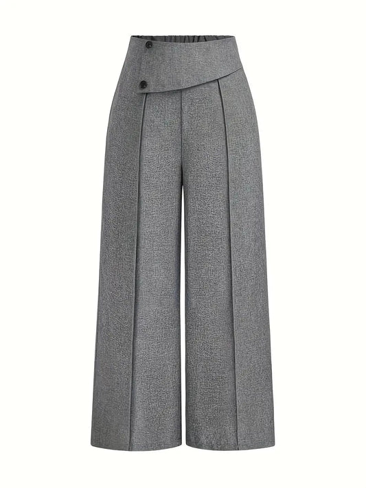 Alessia Women’s High-Waist Wide-Leg Pants – Light Blue, Spring–Summer, Asymmetrical Hem