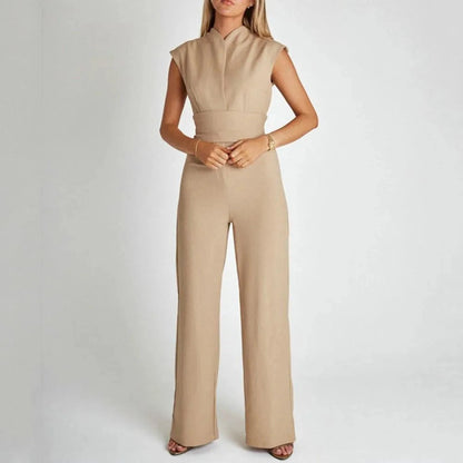 Elena Women’s Sleeveless Jumpsuit – Versatile Style in Neutral Palette