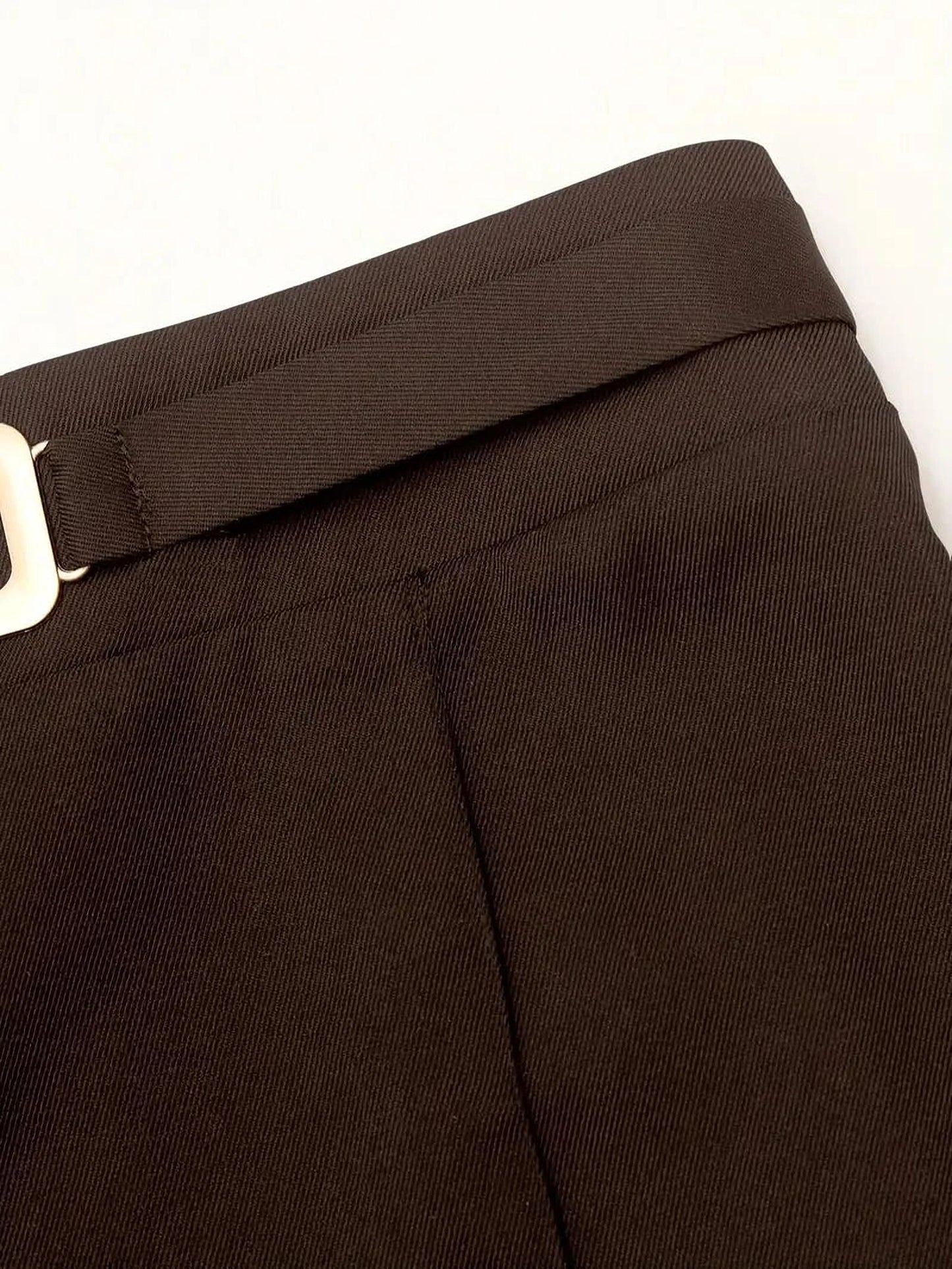 Giulia Women’s Straight-Leg Office Trousers – Solid Brown, All-Season, Versatile Fit
