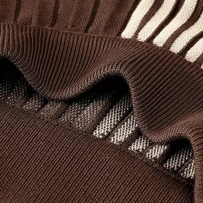 Isabella Luxury Pleated Skirt – Elegant Women’s Midi Skirt in Brown Nylon