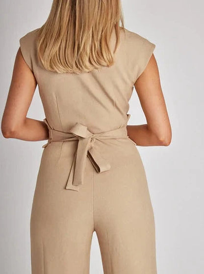 Elena Women’s Sleeveless Jumpsuit – Versatile Style in Neutral Palette