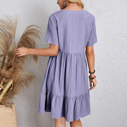 Bianca Loose V-Neck Dress – Everyday Comfort in Soft Stretch Fabric