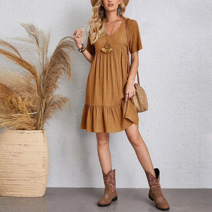 Bianca Loose V-Neck Dress – Everyday Comfort in Soft Stretch Fabric