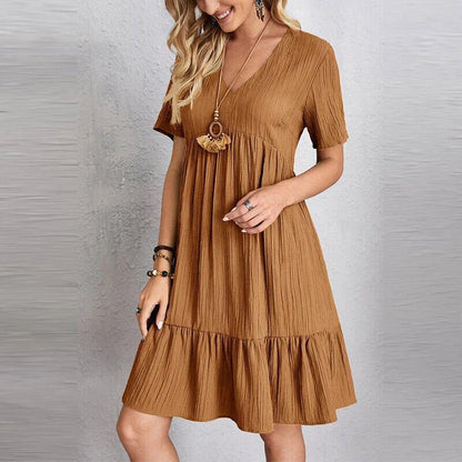 Bianca Loose V-Neck Dress – Everyday Comfort in Soft Stretch Fabric