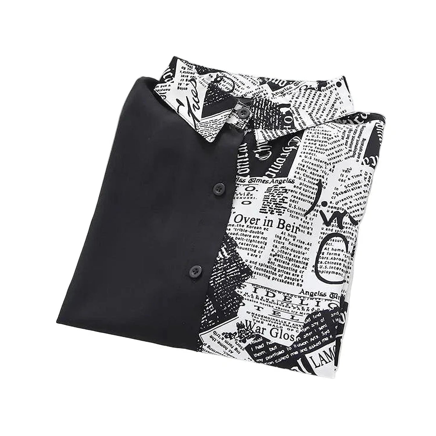 Bianca Newspaper Print Chiffon Blouse – Lightweight All-Season Office Chic