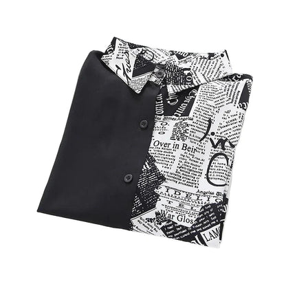 Bianca Newspaper Print Chiffon Blouse – Lightweight All-Season Office Chic
