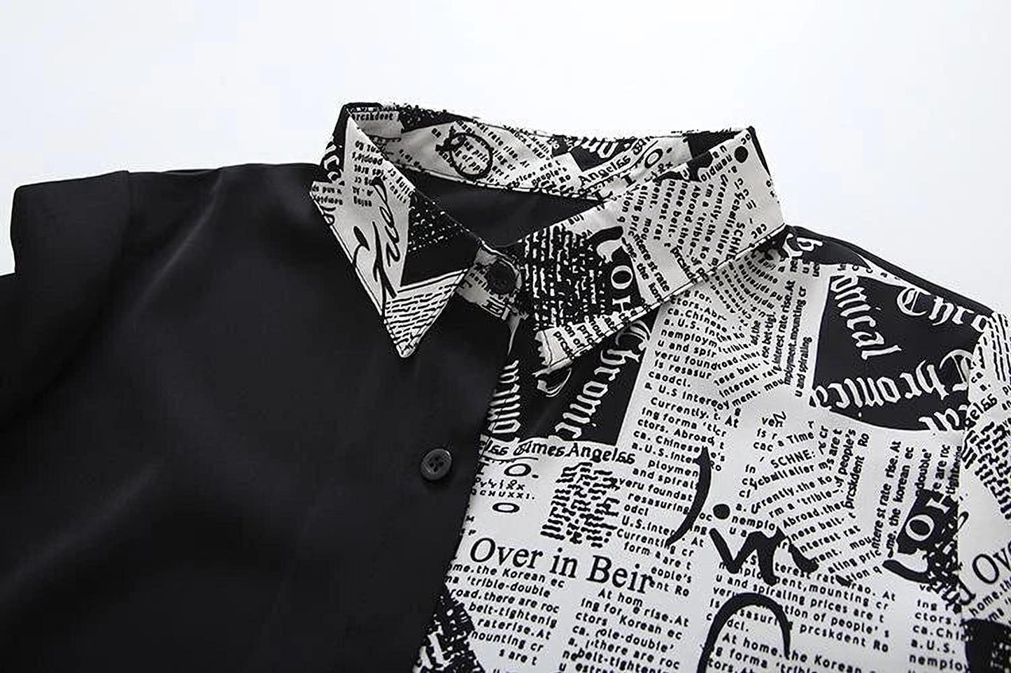 Bianca Newspaper Print Chiffon Blouse – Lightweight All-Season Office Chic