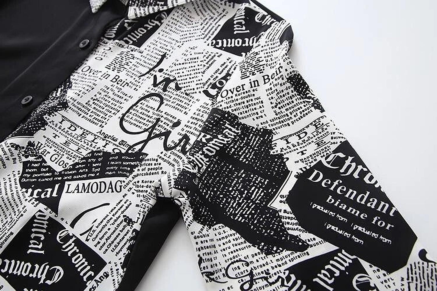 Bianca Newspaper Print Chiffon Blouse – Lightweight All-Season Office Chic