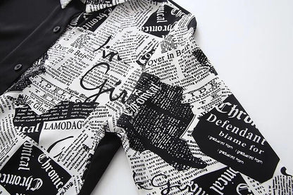 Bianca Newspaper Print Chiffon Blouse – Lightweight All-Season Office Chic
