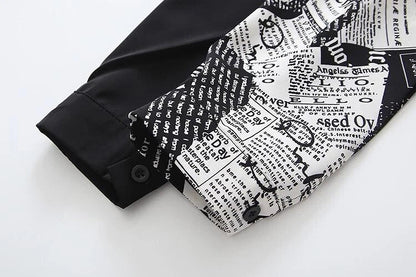 Bianca Newspaper Print Chiffon Blouse – Lightweight All-Season Office Chic