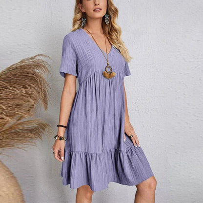 Bianca Loose V-Neck Dress – Everyday Comfort in Soft Stretch Fabric